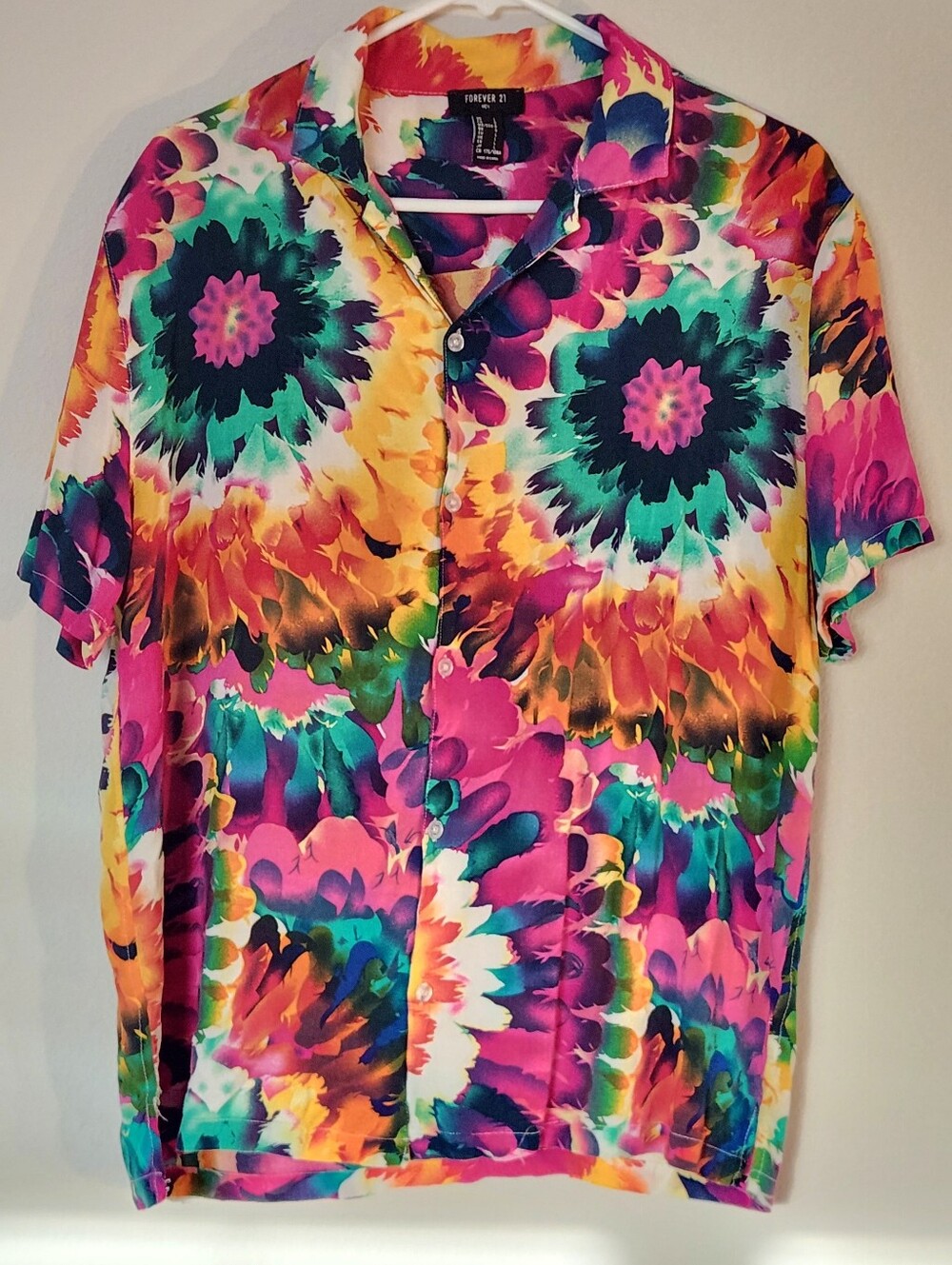 Forever 21 Men's Short Sleeve Floral Button-Down Multicolor